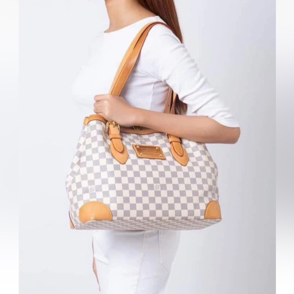Louis Vuitton | Hampstead MM Tote Bag Damier Azur Beige Shoulder Handbag - Picture 1 of 10
